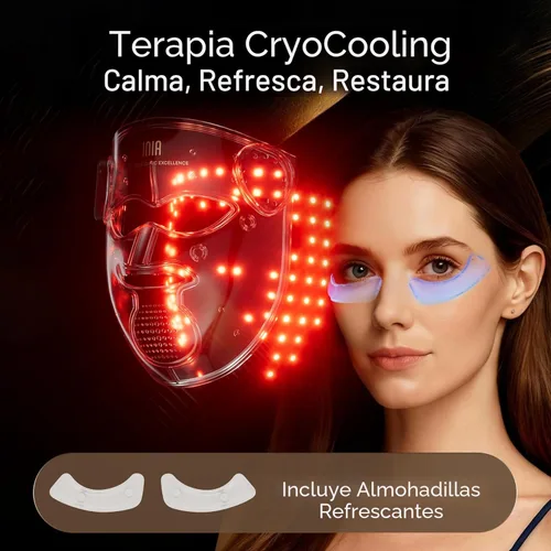Miniatura 8 de INIA Glow 4D - Máscara de terapia de luz roja inalámbrica para cara, NIR dual, 320 LED, 4 modos, refrigeración debajo de los ojos, máscara facial