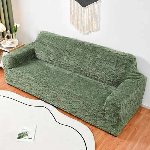 Miniatura 3 de vctops Funda elástica de jacquard geométrico de 4 plazas, 1 pieza con parte inferior elástica, suave y mullida, protector de muebles para niños