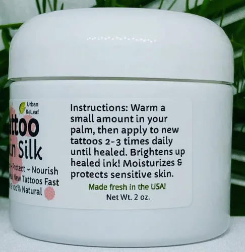 Miniatura 4 de Urban ReLeaf ¡Seda de piel de tatuaje! ¡Cura la tinta nueva rápido! ¡Ilumina los tatuajes viejos! Ungüento de crema de manteca de karité 100%