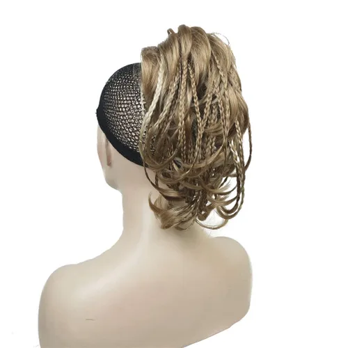 Wiginway - Extensión de pelo sintético trenzado hecho a mano con pinza para la mandíbula, promedio #H16-613 Rubio dorado más claro con reflejos