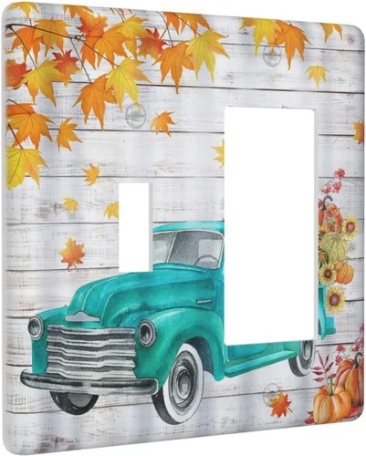 Miniatura 125 de Placas de pared de eucalipto verde de una sola palanca, estilo rústico, cubierta de interruptor de luz de 1 cuadrilla, hojas de árbol, cubiertas