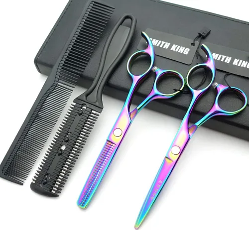 Miniatura 10 de Tijeras de pelo de 5.5 pulgadas con peine de adelgazamiento, tijeras de corte de cabello, tijeras de adelgazamiento para profesionales y personales
