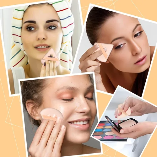 Miniatura 5 de 6 Piezas Borla de Polvo Triangular Esponja de Maquillaje Suave Borla de Maquillaje para Polvo Facial Base Cosmética Esponja Herramienta