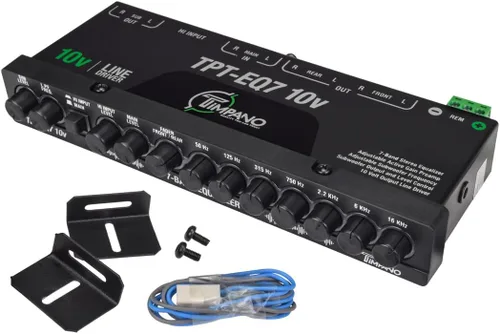 Miniatura 6 de Timpano ecualizador de 7 bandas TPT-EQ7 de 10V de alta tensión, control de línea de salida RCA de 6 canales y subwoofer y crossover de 1/2 din