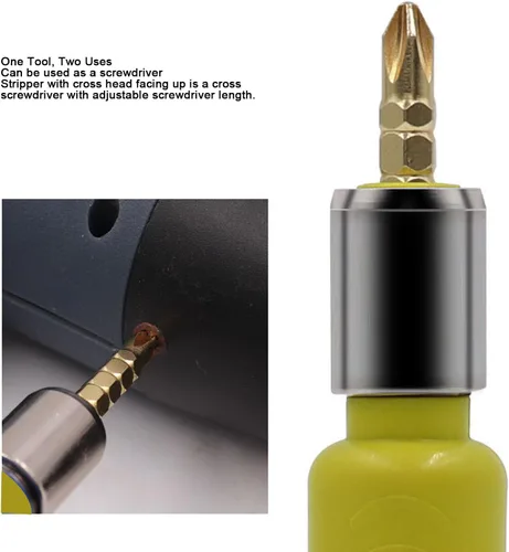 Miniatura 6 de Herramienta de pelado de cables de 6 mm², pelador de cables eléctrico para taladro inalámbrico, pelacables de acero de alto carbono con longitud