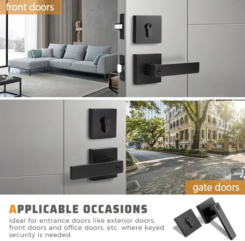 Miniatura 3 de KNOBWELL - Pomo resistente para puertas exteriores con cerradura de seguridad de doble llave y cuadrada; juego de picaportes para puertas