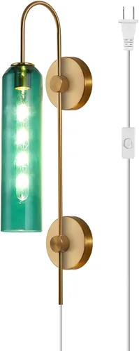 Miniatura 12 de BOKT Lámpara de Pared Moderna de Mediados de Siglo de 1 Luz Montada en Pared de Metal Dorado Cepillado Aplique de Pared Iluminación Minimalista Anti