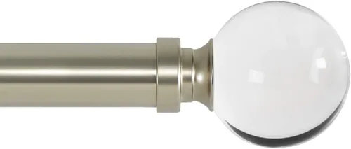 Ivilon Barra de cortina para ventana de tratamiento de cortinas, bola acrílica, poste de 1 pulgada. 16 a 28 pulgadas (barra de cortina lateral)