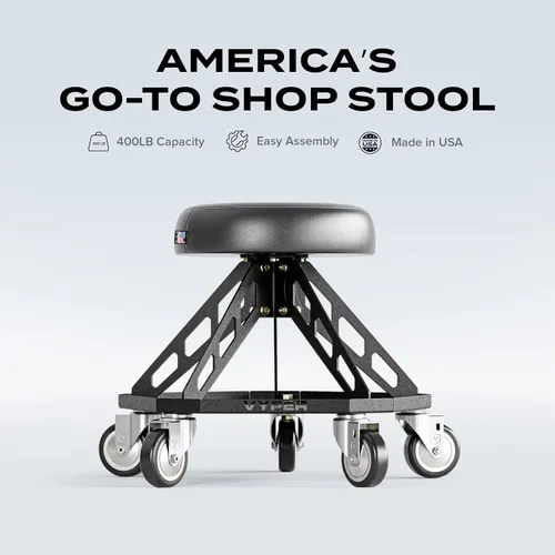Miniatura 3 de Vyper Robust Steel Pro Shop Silla para mecánica, automoción, bricolaje, taburete de garaje de capacidad de 400 libras, ruedas grandes