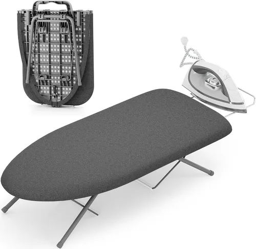 KINGBOARD Tabla de planchar de mesa, tabla de planchar pequeña con soporte para planchar, tabla de planchar plegable, cubierta extragruesa, tabla de