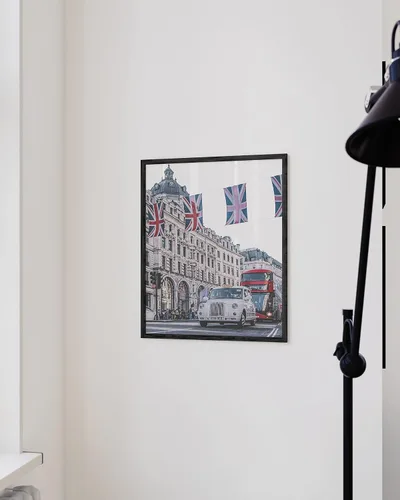 Miniatura 5 de HAUS AND HUES Decoración artística de pared de Londres, carteles de viaje de paisaje urbano, fotos de Londres, carteles de autobús rojo, visita a