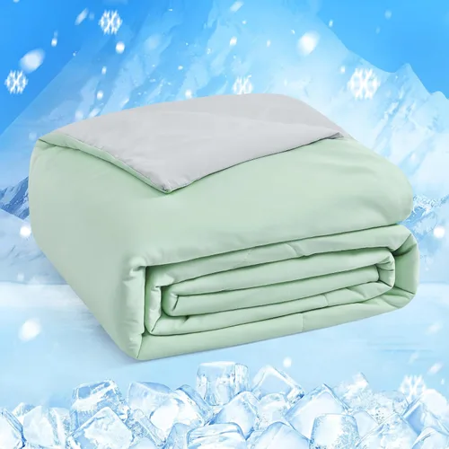 Miniatura 13 de HOMFINE Edredón refrescante para personas que duermen con calor, ambos lados Q-Max > 0.45 de fibra de enfriamiento Arc-Chill para todas
