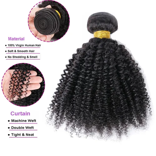 Miniatura 3 de Extensiones de cabello humano afro rizado 4B 4C Afro Kinky a granel de cabello humano virgen sin procesar para mujeres, negro natural, 8 pulgadas