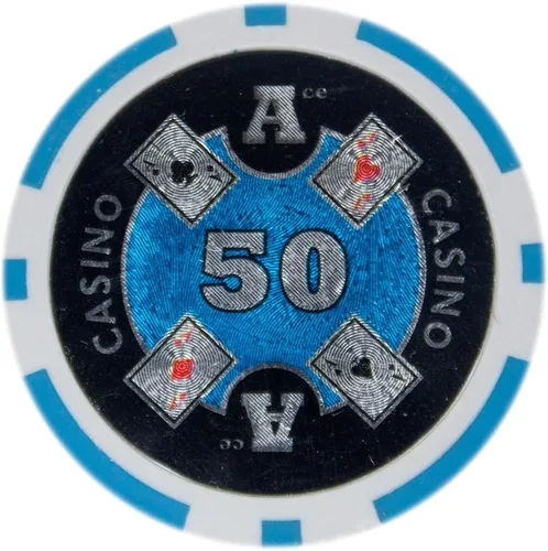Miniatura 5 de Brybelly Ace Casino Poker Chip - Compuesto de arcilla pesada de 0.49 oz, paquete de 50 $10000 naranja