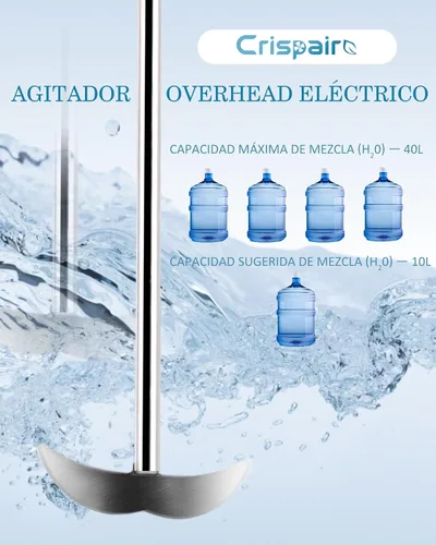 Miniatura 3 de Agitador eléctrico Max.40L LCD Digital Lab Mixer 10000mPa.s Tiempo y velocidad ajustable varilla de agitación incluida 100-2000RPM 120W