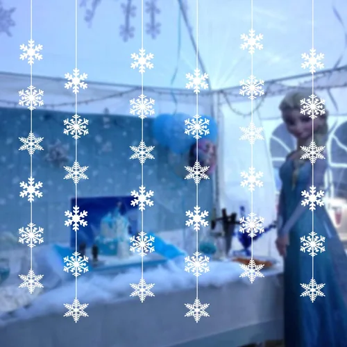 Miniatura 4 de TUPARKA Decoraciones Colgantes de Copos de Nieve de 12 Cuerdas Suministros para Fiestas de Cumpleaños Frozen Decoraciones para Fiestas Winter