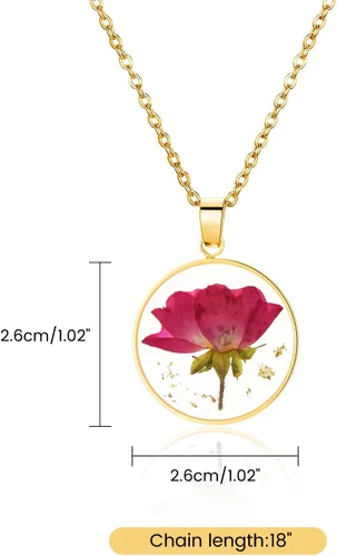 Miniatura 22 de Pressed Flower Necklace Gift for Women Personalized Handmade Necklaces Birth Flower Necklace