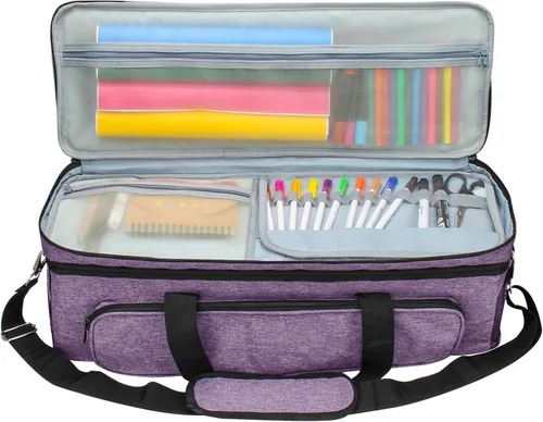 Miniatura 6 de Luxiv Estuche de transporte de doble capa para Cricut Explore/Air/Maker - Bolsa portátil de 2 capas para máquinas de corte Cricut Morado