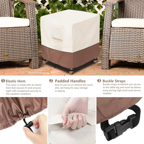 Miniatura 3 de okcool Funda para Mesa Auxiliar de Mimbre de Patio, Impermeable, Cuadrada, Funda para Mesa Auxiliar Pequeña de Patio, Adecuada para Mesa Auxiliar