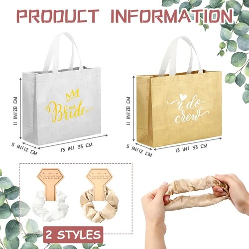 Miniatura 2 de Sweetude Juego de 24 bolsas de regalo para dama de honor, bolsas de despedida de soltera con bandas elásticas de seda, juego de regalo de fiesta