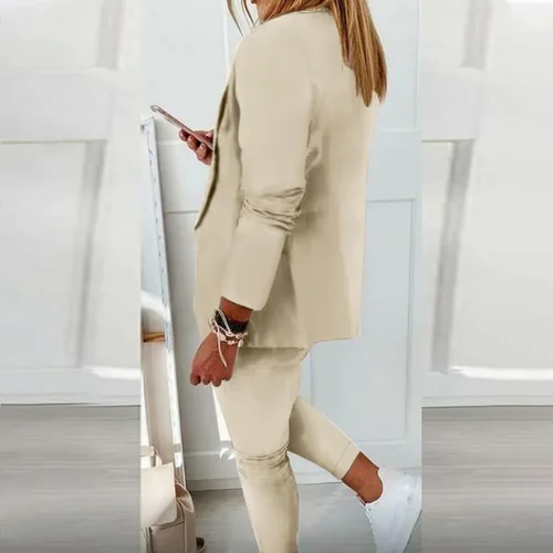 Miniatura 6 de Women's 2024 Soft Two Piece Outfits Blazers Jacket and Short Pants Double Breasted Business Work Casual Suit Sets