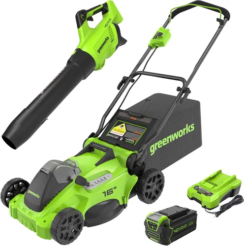 Miniatura 2 de Greenworks Cortacésped inalámbrico sin escobillas de 40 V y 16 pulgadas + recortadora de cuerda TORQDRIVE de 40 V y 15 pulgadas, batería de 4.0 Ah