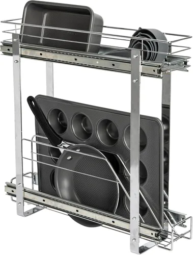 Miniatura 15 de Household Essentials Glidez Organizador de almacenamiento multiusos de acero cromado extraíble/deslizante para uso debajo del gabinete - Diseño de 2