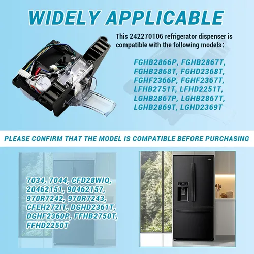 Miniatura 2 de 242270106 Dispensador de repuesto para Frigidaire DGHD2361T, FGHB2867T, LGHD2369T Placa de control del dispensador, compatible con Frigidaire
