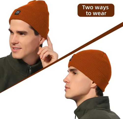 Miniatura 2 de Gorro para hombre con gorro de invierno con sonrisa, unisex, de punto, suave, cálido, con puños
