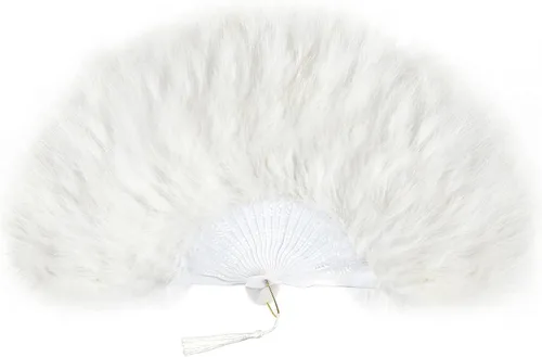 BABEYOND Abanico de plumas de Marabou estilo años 20, plegable, vintage, para disfraces, espectáculos, bailes, fiestas de té, decoración de boda
