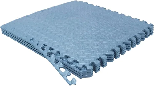 SkyBlue 12 X (24 pies cuadrados) Alfombrilla de piso de gimnasio de 24 x 24 pulgadas de espuma EVA entrelazada para ejercicio de fitness, Celeste