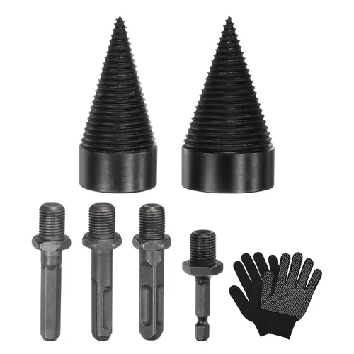 Miniatura 10 de M METERXITY Paquete de 1 broca divisora de madera de 1.260 in + 4 asas (cuadrada+redonda+vástago hexagonal+hexagonal pequeño) broca divisor de leña