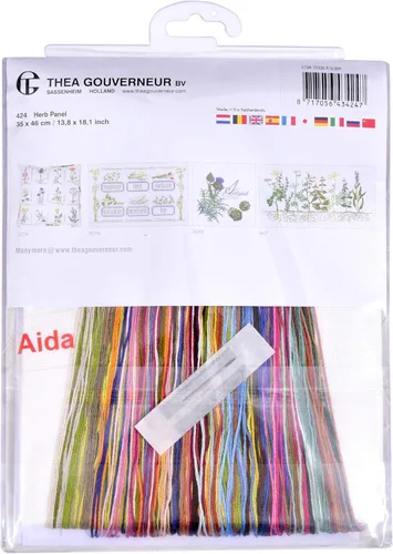 Miniatura 4 de Thea Gouverneur - Kit de punto de cruz, hierbas - Aida - 18 unidades - Kits de bordado para adultos - Manualidades - Hilos de bordado DMC y otros