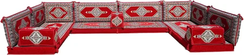 Miniatura 51 de arabicsofa Cojines de piso árabe en forma de U – Sofá tradicional Majlis con sofá otomano