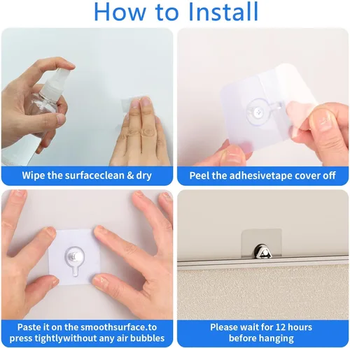 Miniatura 3 de Paquete de 24 ganchos adhesivos de pared, ganchos de pared sin clavos, ganchos de imagen sin daños, impermeables y resistentes al óxido para usar