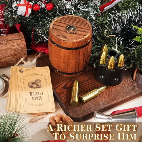 Miniatura 5 de Oaksea Juego de regalos de piedras de whisky para hombres, papá, él, cubos de hielo reutilizables de acero inoxidable para beber, Día del Padre