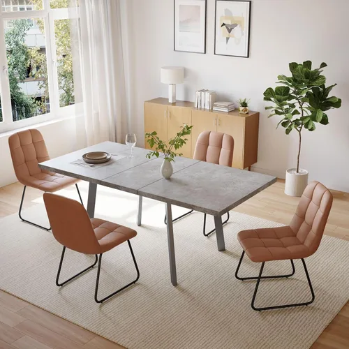 Miniatura 14 de Zerifevni 47.2"- 62.9" Extendable Dining Table Set of 5 Kitchen Table with 4 Dining Chairs, Modern Gray Wood Grain, Waterproof Scratchproof for
