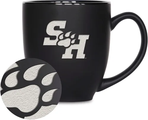 Miniatura 246 de Rico Industries - Taza de cerámica mate negra con grabado láser estándar de 15oz para NCAA (escuelas T & U) - Para bebidas calientes o frías