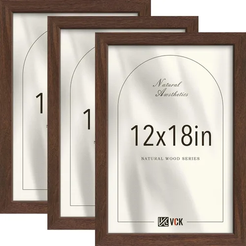Miniatura 46 de VCK Juego de 3 portarretratos de madera negra de 8 x 10 pulgadas con exclusiva veta de madera, marco para el hogar, estudio y galería, mesa o colgar