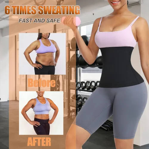 Miniatura 6 de Huiming - Traje de sauna para mujer, reductor de cintura para entrenamiento de cintura, banda de sudor para el estómago, cinturón inferior del Azul
