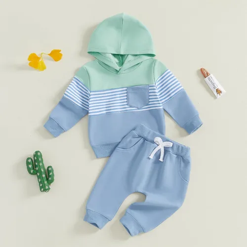 Miniatura 299 de Conjunto de ropa de otoño e invierno para bebé y niño, sudadera larga con capucha y pantalones para niños pequeños, 6, 12, 18, 24 meses, 2T
