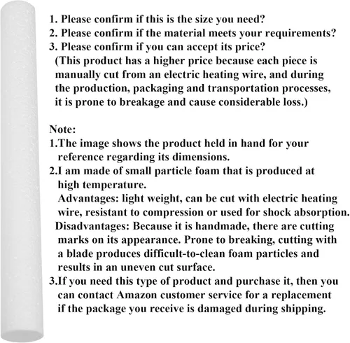 Miniatura 4 de Crafjie Cilindros de espuma para manualidades y suministros de arte (0.98 x 10 pulgadas, 9 unidades), varillas de espuma de poliestireno blanco