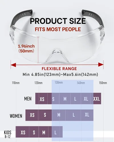 Miniatura 6 de MORK&SUKY Gafas de seguridad Z87, ligeras, antivaho protectoras para hombres y mujeres, protección ocular para el trabajo, laboratorio, enfermería