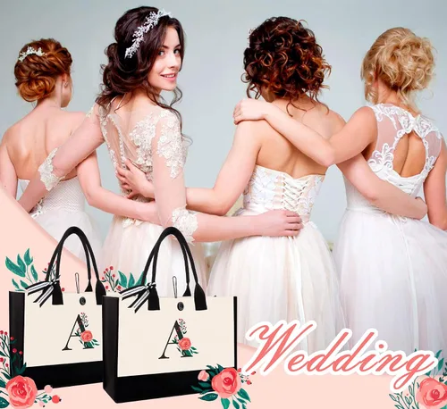 Miniatura 15 de Bolsa de lona con inicial, regalos de cumpleaños personalizados para mujeres, madres, amigas y profesoras, bolsas de mano con monograma adecuadas
