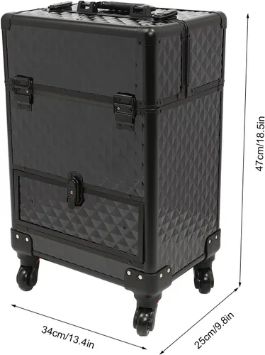 Miniatura 2 de Maleta de viaje con ruedas para maquillaje, organizador de almacenamiento de maquillaje, organizador de almacenamiento de manicura, organizador
