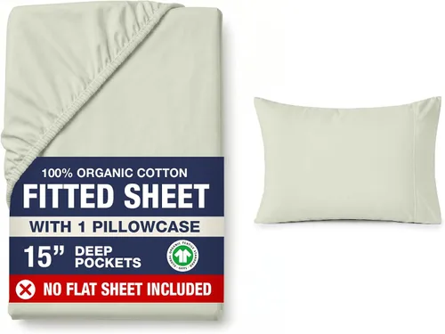 Miniatura 27 de LANE LINEN Sábanas ajustadas tamaño king, 100% algodón orgánico, juego de 3 piezas (1 sábana ajustada, 2 fundas de almohada), tejido percal, ultra