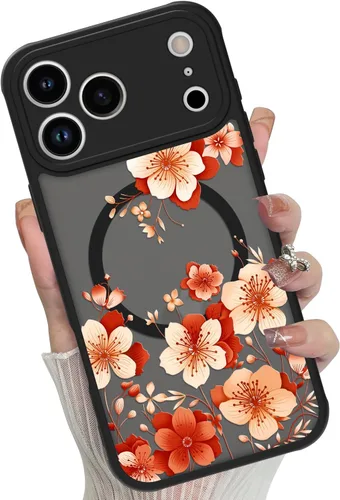 Miniatura 40 de Funda magnética para iPhone 17 Pro [compatible con MagSafe], bonita funda de moda con estampado de leopardo negro, translúcida, mate, parte trasera