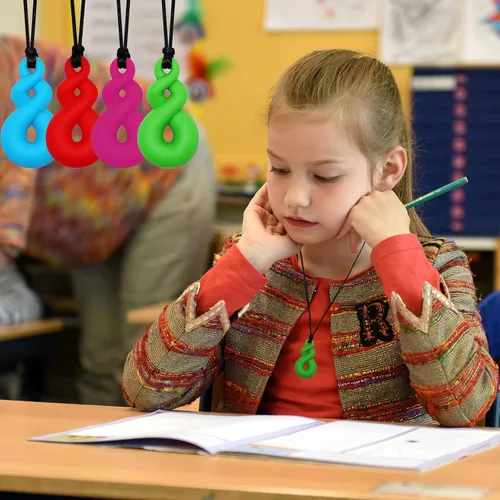 Miniatura 7 de Collares masticables para niños con autismo, TDAH, SPD o necesidades especiales, collar masticable de silicona sensorial para niños, niñas, adultos