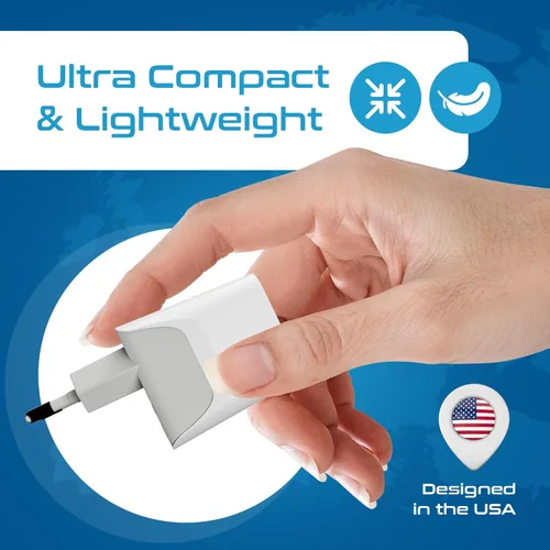 Miniatura 8 de Ceptics Enchufe adaptador de viaje europeo, Egipto con doble USB, tipo C, entrada de Estados Unidos, peso ligero, perfecto para teléfonos celulares