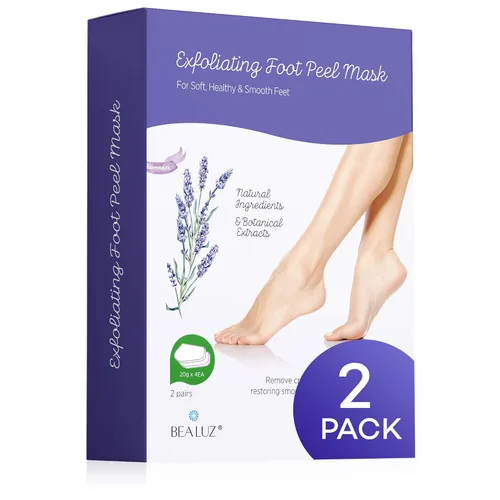 Bea Luz - Mascarilla exfoliante para pies suaves (2 pares, 1 a 2 semanas), para pelar callos y piel muerta, para hombres y mujeres